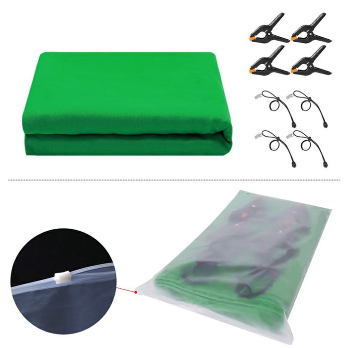 1 x 1.5m Photography Backdrop Photo Studio Backdrop 120g Polyester Shoot Background with Clamps - Green - 7
