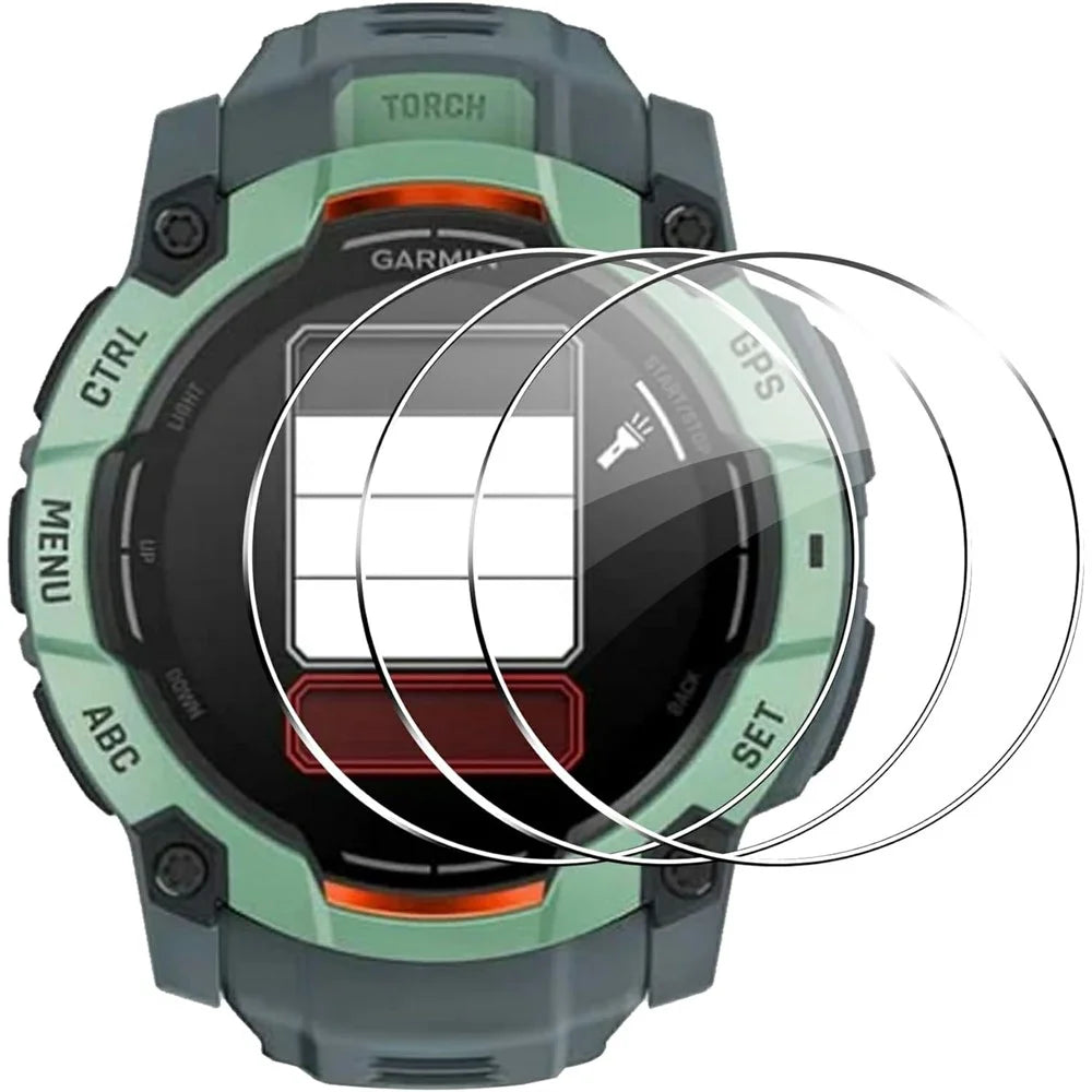 3Pcs For Garmin Instinct 3 Solar 50mm Tempered Glass Screen Protector HD Clear Watch Screen Film - 1