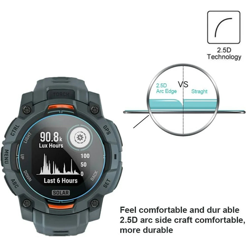 3Pcs For Garmin Instinct 3 Solar 50mm Tempered Glass Screen Protector HD Clear Watch Screen Film - 4