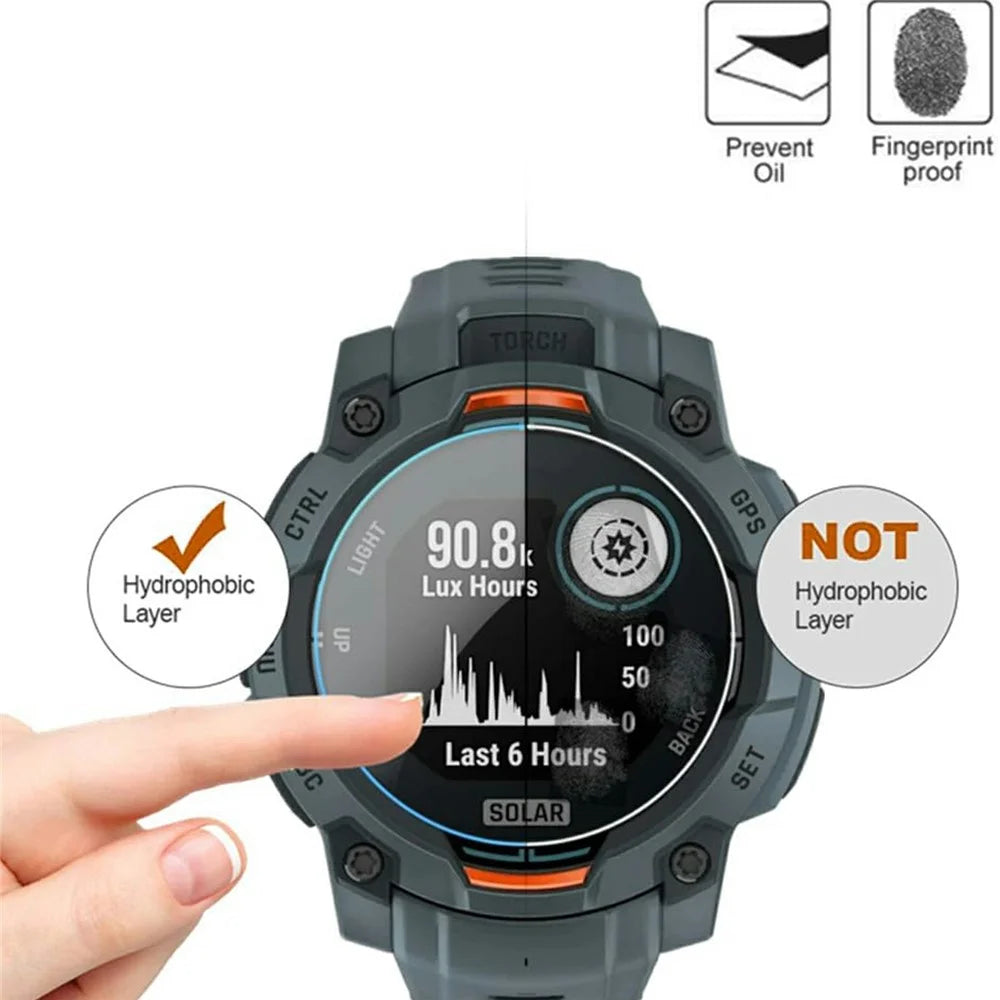 3Pcs For Garmin Instinct 3 Solar 50mm Tempered Glass Screen Protector HD Clear Watch Screen Film - 5