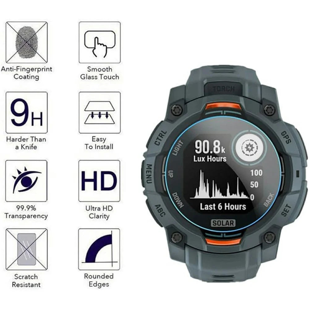 3Pcs For Garmin Instinct 3 AMOLED 50mm Tempered Glass Screen Protector HD Clear Watch Screen Film - 2