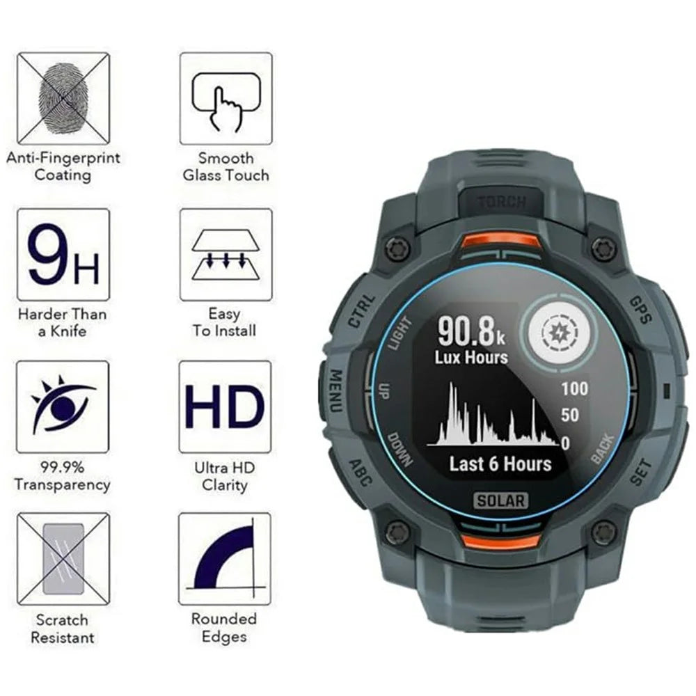 3Pcs For Garmin Instinct 3 AMOLED 45mm Tempered Glass Screen Protector HD Clear Watch Screen Film - 2