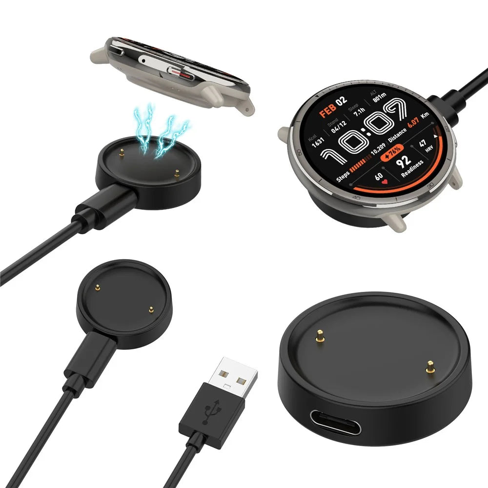 A2437 For Huami Amazfit Active 2 (A2437) / Active 2 Square (A2434) / Amazfit Bip 6 Splittable Watch Charger 1m Type-C Cable Smartwatch Charger - 3
