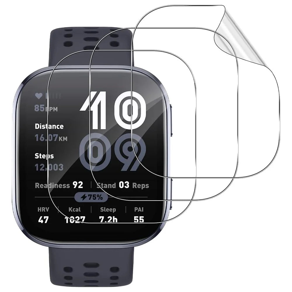 3Pcs For Huami Amazfit Bip 6 TPU Watch Screen Protector Anti Scratch HD Clear Hydrogel Film - 1