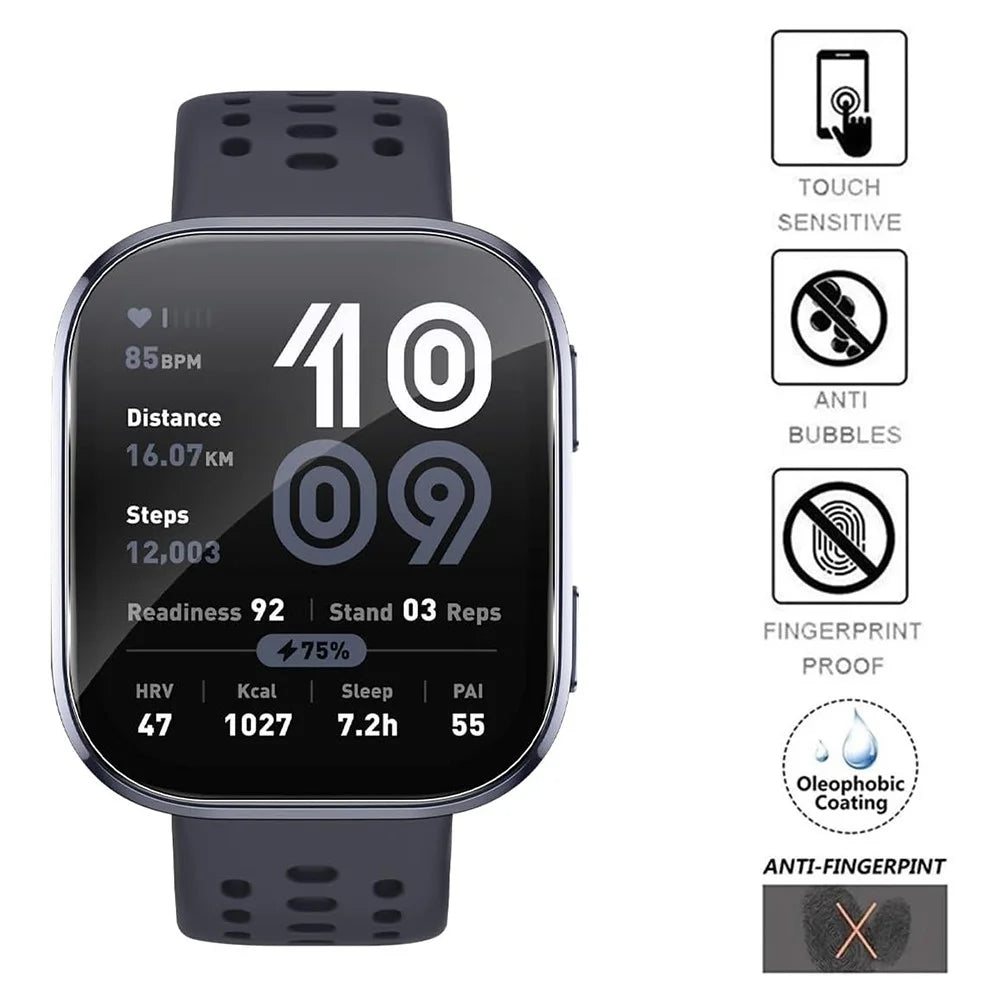 3Pcs For Huami Amazfit Bip 6 TPU Watch Screen Protector Anti Scratch HD Clear Hydrogel Film - 4