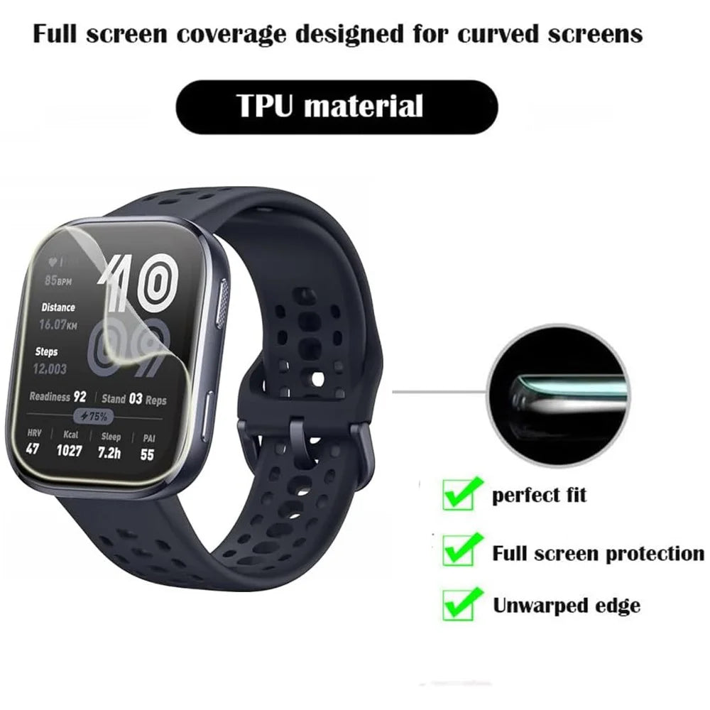 3Pcs For Huami Amazfit Bip 6 TPU Watch Screen Protector Anti Scratch HD Clear Hydrogel Film - 5