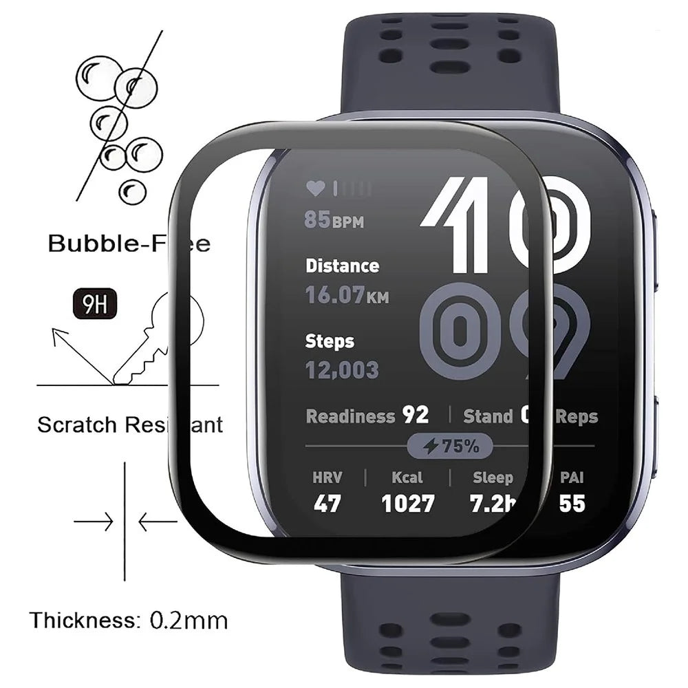 For Huami Amazfit Bip 6 Watch Film Anti-Scratch Film PET 3D Smartwatch Screen Protector - 3