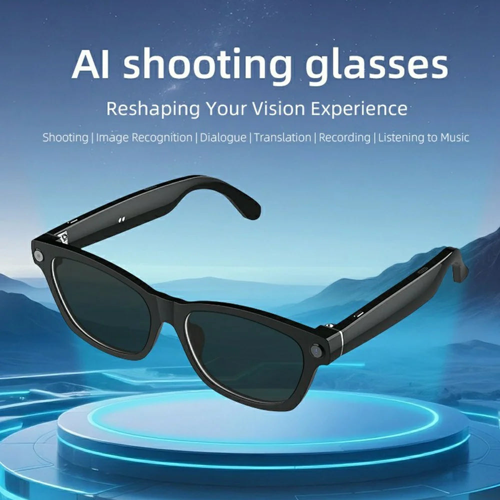 V03 Smart Glasses Wireless Real-Time Translation Glasses with AI Photography  /  Voice Calls  /  Music Playback - Blue Light - 4