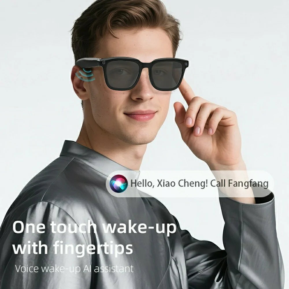 V03 Smart Glasses Wireless Real-Time Translation Glasses with AI Photography  /  Voice Calls  /  Music Playback - Blue Light - 5