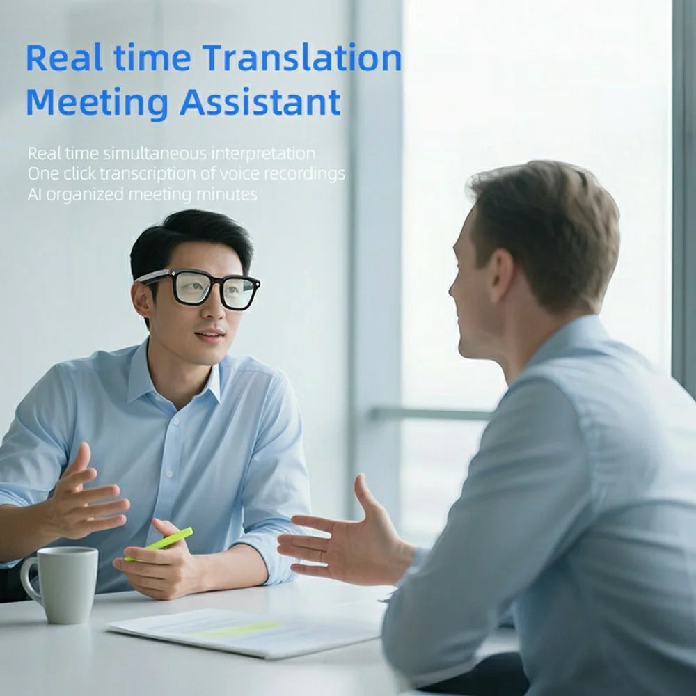 V03 Smart Glasses Wireless Real-Time Translation Glasses with AI Photography  /  Voice Calls  /  Music Playback - Blue Light - 7