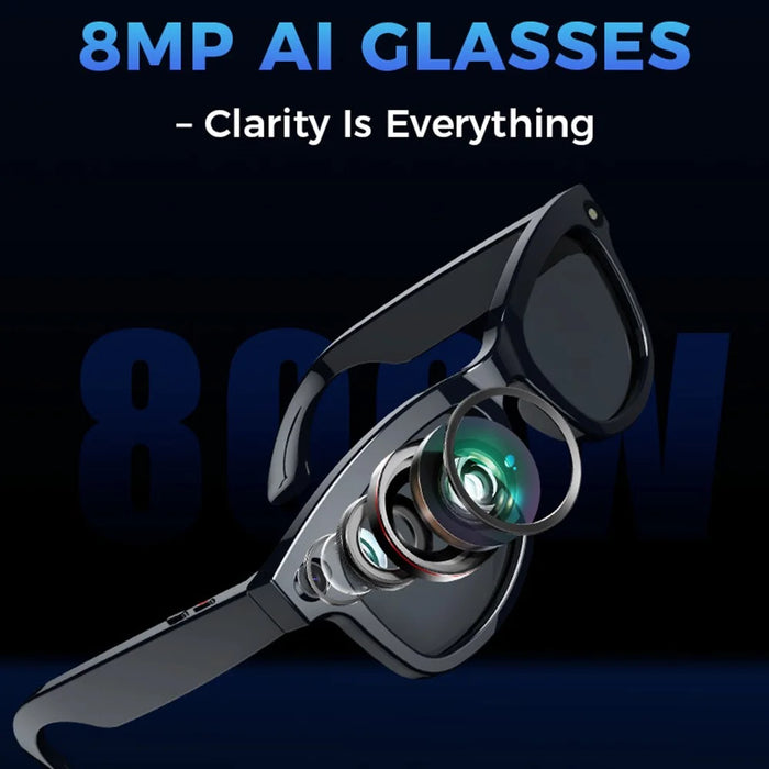 M01pro Smart AI 8MP Camera Glasses Waterproof Real-Time Translation Voice Call Music Glasses - Sunglasses - 5