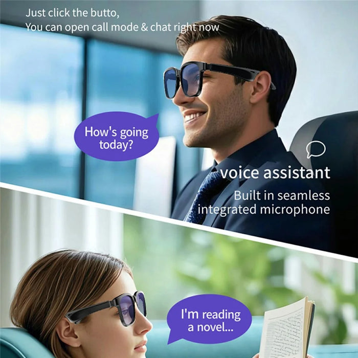 J20E Smart Glasses with Microphone Music Playback Voice Assistant Enabled IPX4 Waterproof - Plain Glasses - 3