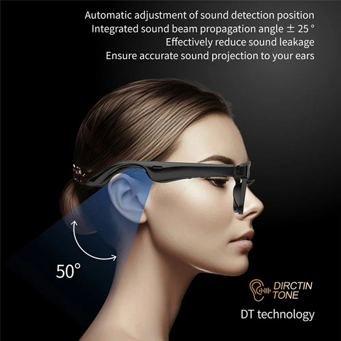 J20E Smart Glasses with Microphone Music Playback Voice Assistant Enabled IPX4 Waterproof - Plain Glasses - 4