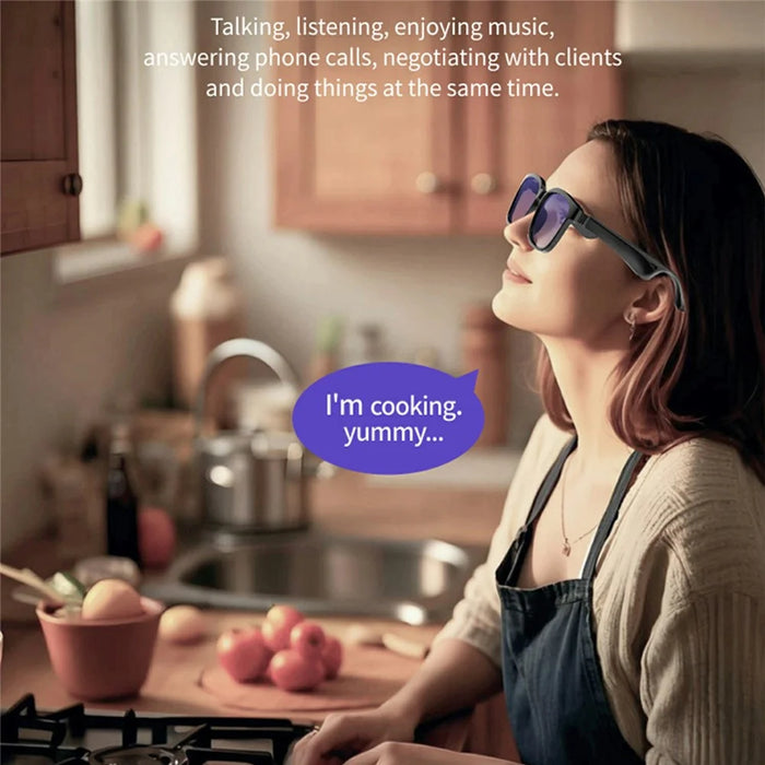 J20E Smart Glasses with Microphone Music Playback Voice Assistant Enabled IPX4 Waterproof - Plain Glasses - 6