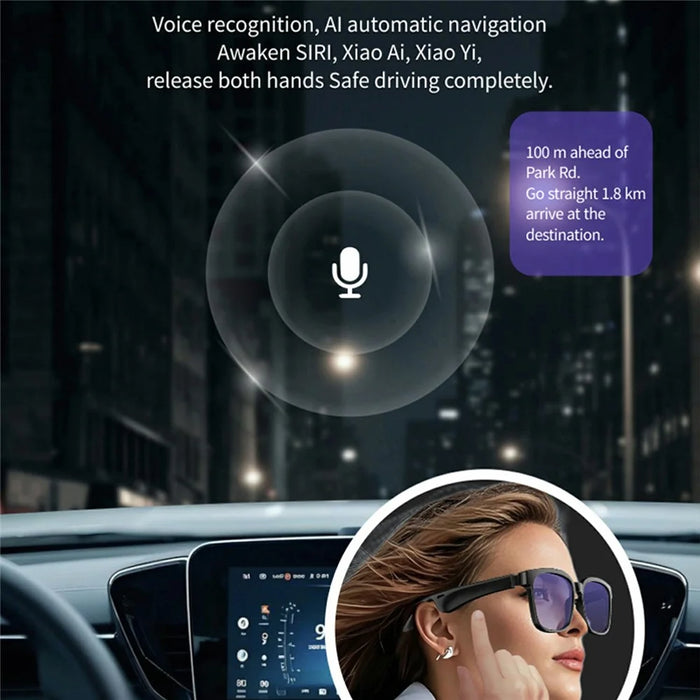 J20E Smart Glasses with Microphone Music Playback Voice Assistant Enabled IPX4 Waterproof - Plain Glasses - 7