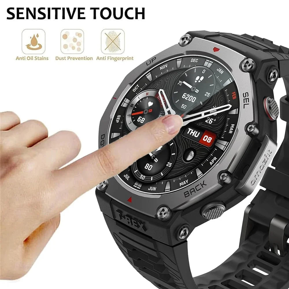 3Pcs For Huami Amazfit T-Rex 3 Pro 48mm Tempered Glass Screen Protector HD Clear Watch Screen Film - 3