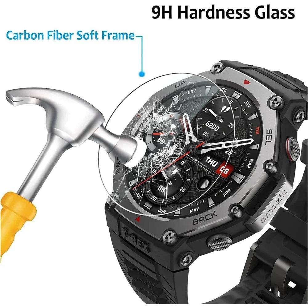 3Pcs For Huami Amazfit T-Rex 3 Pro 48mm Tempered Glass Screen Protector HD Clear Watch Screen Film - 5