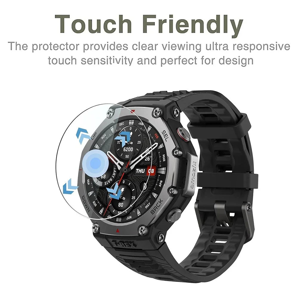 3Pcs For Huami Amazfit T-Rex 3 Pro 48mm Tempered Glass Screen Protector HD Clear Watch Screen Film - 6
