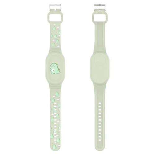 For Samsung Galaxy SmartTag2 Silicone Wristband Cartoon Waterproof Protective Case Holder - Green Mint Dinosaur - 1
