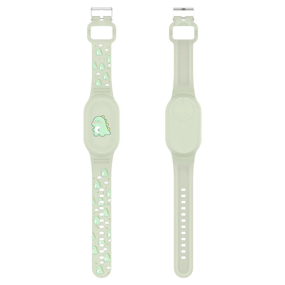 For Samsung Galaxy SmartTag2 Silicone Wristband Cartoon Waterproof Protective Case Holder - Green Mint Dinosaur - 1