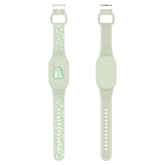 For Samsung Galaxy SmartTag2 Silicone Wristband Cartoon Waterproof Protective Case Holder - Green Mint Dinosaur - 1