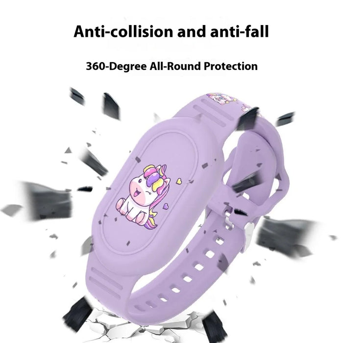 For Samsung Galaxy SmartTag2 Silicone Wristband Cartoon Waterproof Protective Case Holder - Green Mint Dinosaur - 4