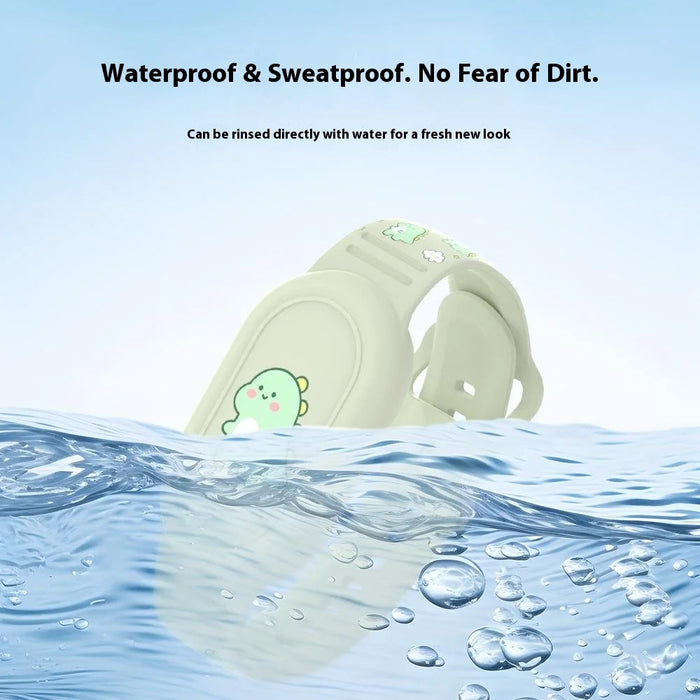 For Samsung Galaxy SmartTag2 Silicone Wristband Cartoon Waterproof Protective Case Holder - Green Mint Dinosaur - 5