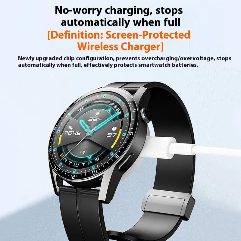 Watch Charger For Huawei Watch GT4 Pro/GT4/GT3/Ultimate Magnetic Wireless Fast Charging Dock with 100cm Cable - White - 3