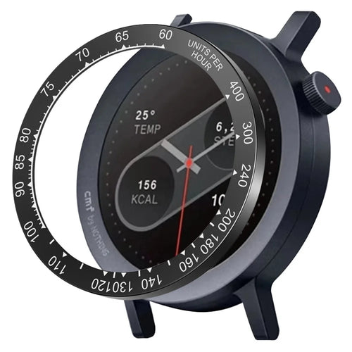 For Nothing CMF Watch Pro 2 Bezel Scale Design Hard PC Smart Watch Protective Ring - Black / White - 1