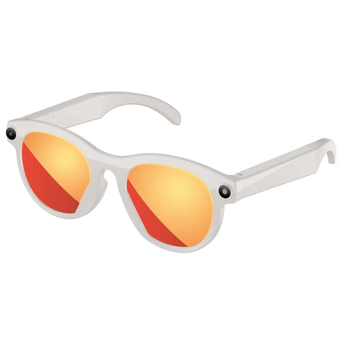 M88 AI Smart Glasses 2MP Camera HD Video Recording Bluetooth-compatible Eyeglasses Built In LED Flashlight - White+Red Coated Lens - 1