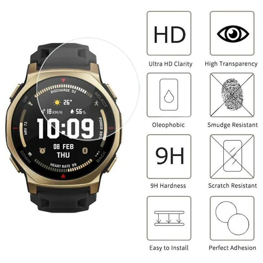 3Pcs For Huami Amazfit T-Rex 3 Pro 44mm Tempered Glass Screen Protector HD Clear Watch Screen Film - 2