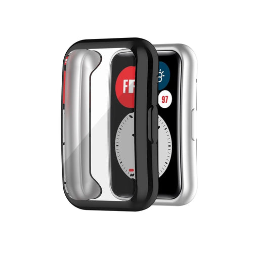 Electroplated TPU Cover All-around Protective Case for Huawei Watch Fit TIA-B09 - Black - 1
