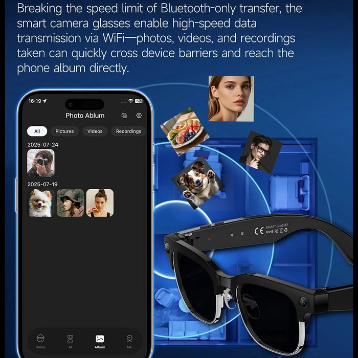 W630 AI Smart Video Recording Glasses for iPhone  /  Android Translation Waterproof Photo Capture Voice Activated - Photochromic Glasses - 4