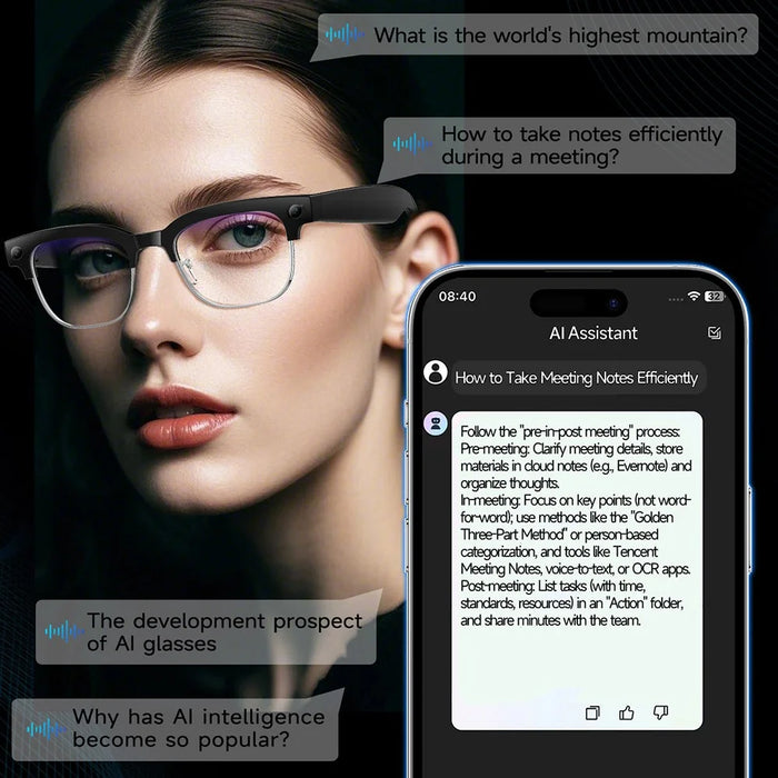 W630 AI Smart Video Recording Glasses for iPhone  /  Android Translation Waterproof Photo Capture Voice Activated - Photochromic Glasses - 5