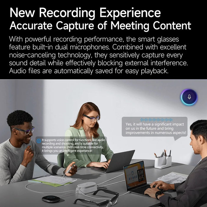 W630 AI Smart Video Recording Glasses for iPhone  /  Android Translation Waterproof Photo Capture Voice Activated - Photochromic Glasses - 7