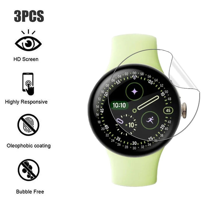 3Pcs For Google Pixel Watch 4 41mm TPU Watch Screen Protector Anti Scratch HD Clear Hydrogel Film - 4