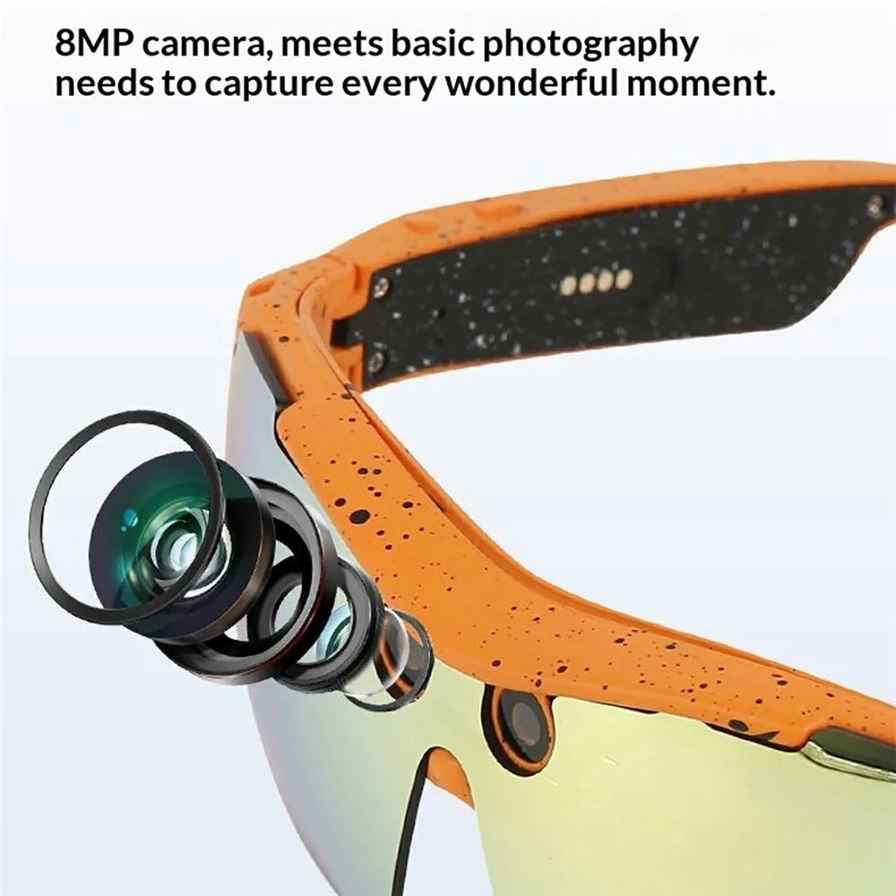 V30 AI Smart Cycling Glasses 8MP Dual Channel Stereo Music Glasses Voice Call Real-Time Translation - Orange - 2