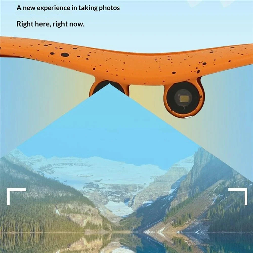 V30 AI Smart Cycling Glasses 8MP Dual Channel Stereo Music Glasses Voice Call Real-Time Translation - Orange - 3