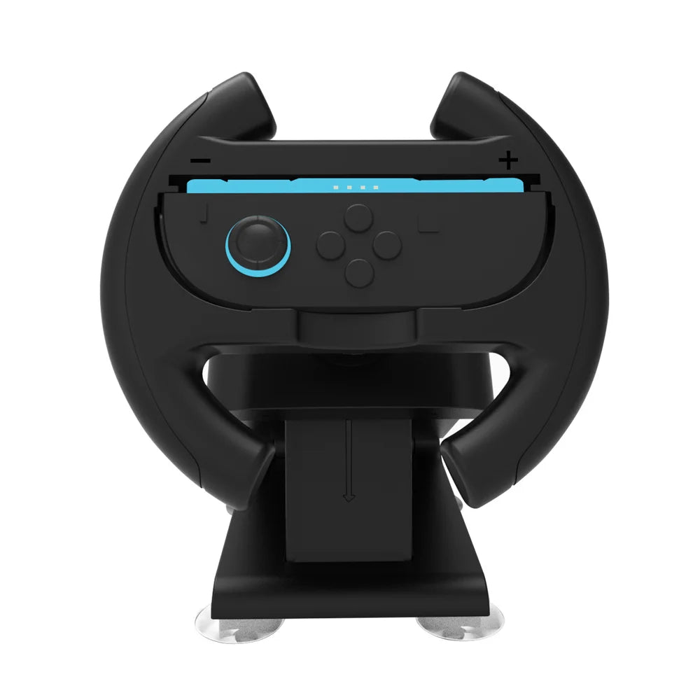 KJH-NS2-037 For Nintendo Switch / Switch 2 Racing Wheel Stand Joy-Con Holder Gaming Grip with Suction Cup Base - Black - 4