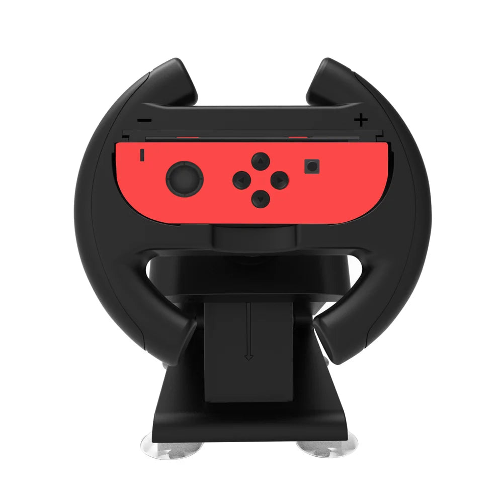 KJH-NS2-037 For Nintendo Switch / Switch 2 Racing Wheel Stand Joy-Con Holder Gaming Grip with Suction Cup Base - Black - 5