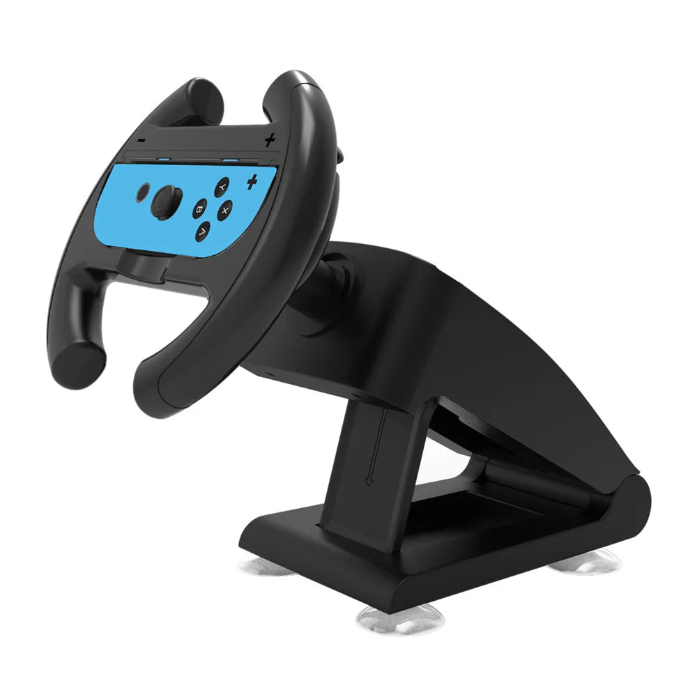 KJH-NS2-037 For Nintendo Switch / Switch 2 Racing Wheel Stand Joy-Con Holder Gaming Grip with Suction Cup Base - Black - 7