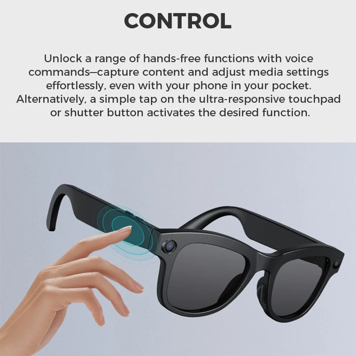 M01S Real Time Translation AI Smart Glasses Voice Call Music Playback Multi-function Eyeglasses - Black - 3