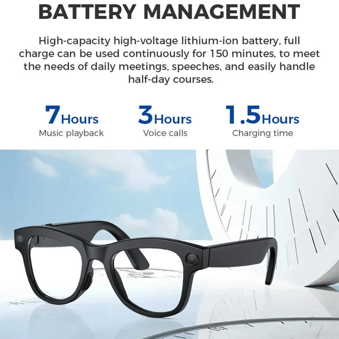 M01S Real Time Translation AI Smart Glasses Voice Call Music Playback Multi-function Eyeglasses - Black - 4