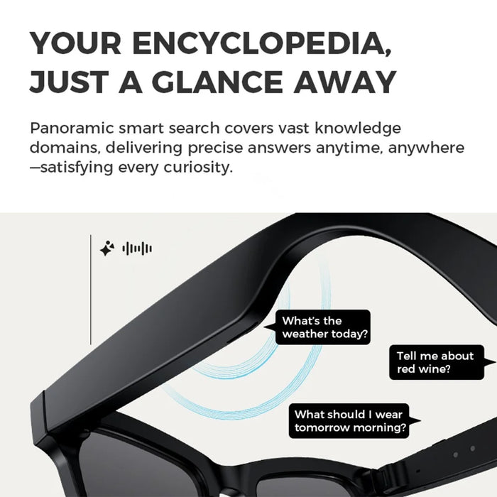 M01S Real Time Translation AI Smart Glasses Voice Call Music Playback Multi-function Eyeglasses - Black - 6