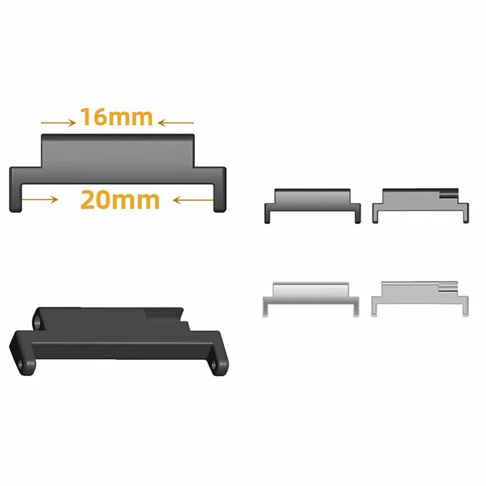 1Pair Watch Band Connector for Tiffany  /  Casio Kids Watch 16mm Convert to 20mm Wrist Strap Metal Adapter - Black - 4
