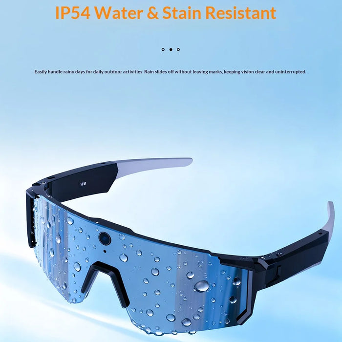 V06 AI Smart Glasses For Cycling / Flying 800W HD Camera BT 5.3 UV Protection Video Recording Translation - Black Blue - 7