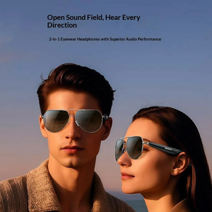 YESIDO IO44 Smart Audio Glasses Bluetooth-Compatible 5.4 Open-Ear Headphones / Polarized Sunglasses with Microphone for Travel / Business - Black - 2