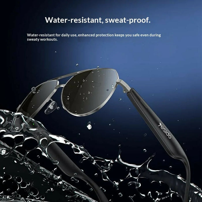 YESIDO IO44 Smart Audio Glasses Bluetooth-Compatible 5.4 Open-Ear Headphones / Polarized Sunglasses with Microphone for Travel / Business - Black - 4