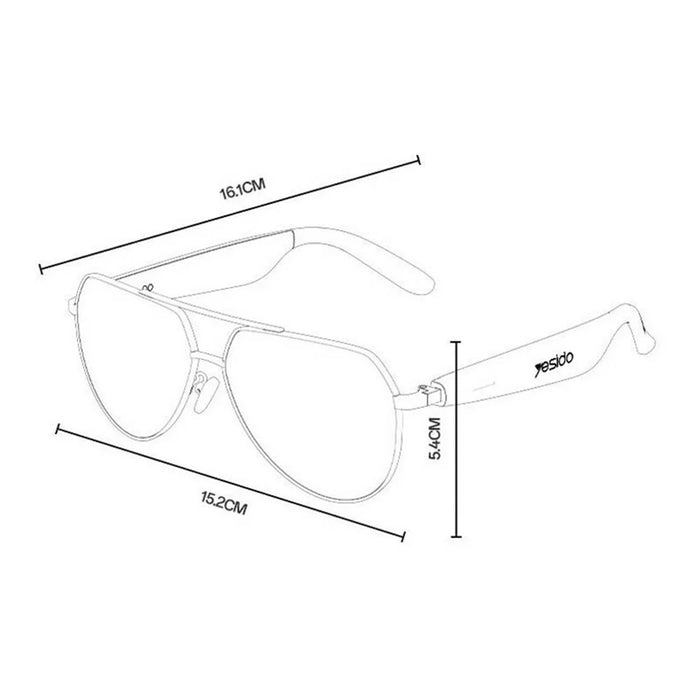 YESIDO IO44 Smart Audio Glasses Bluetooth-Compatible 5.4 Open-Ear Headphones / Polarized Sunglasses with Microphone for Travel / Business - Black - 7