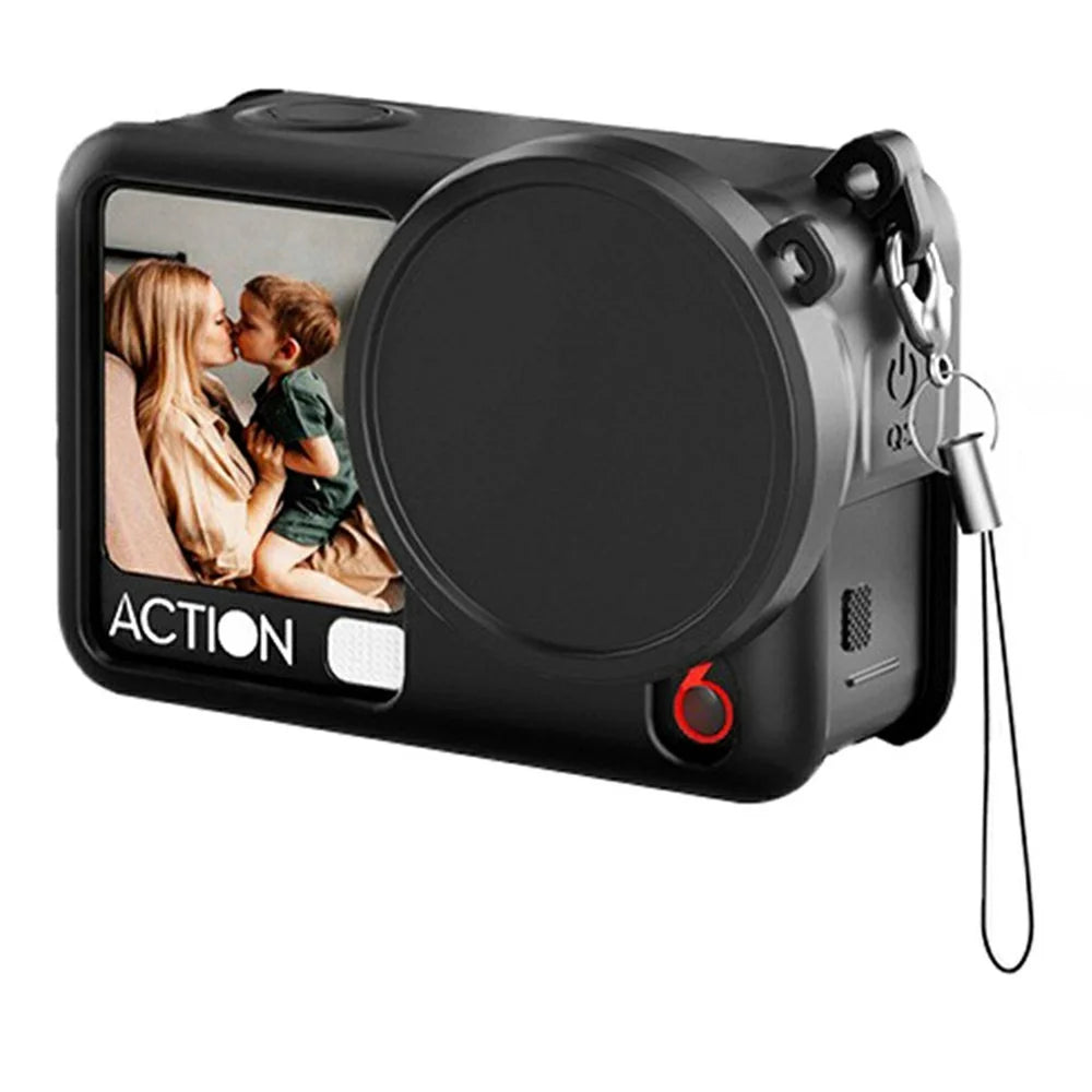 For DJI Osmo Action 6 Silicone Case Lens Cap Protective Cover Anti Drop Camera Accessory - Black - 1